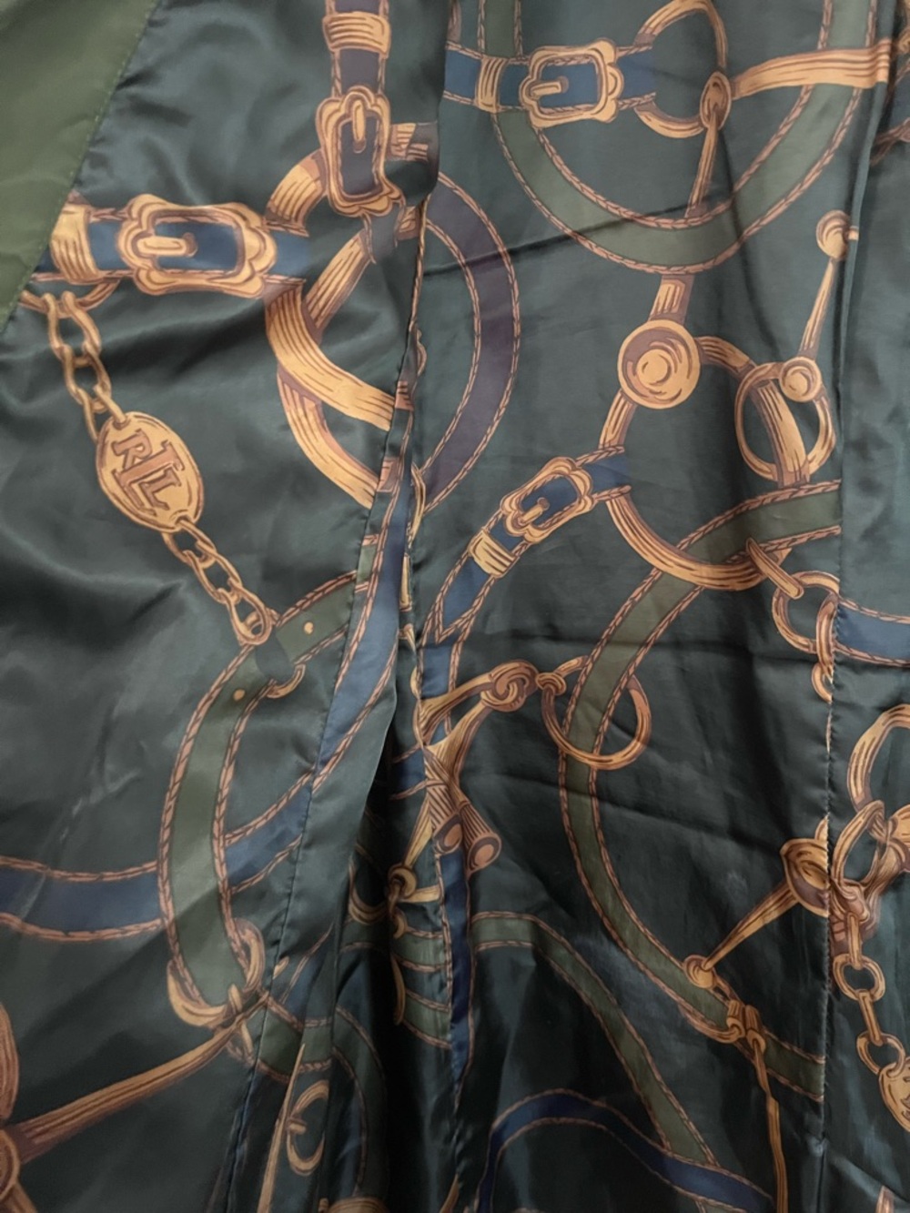 Lauren Ralph Lauren Equestrian Print Lined Quilted Barn Jacket Large - Picture 8 of 16